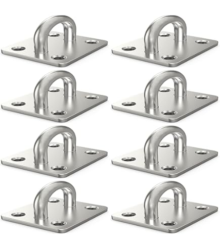 HOMPER 4Pcs M6 304 Stainless Steel Oblong Pad Eye Plate, Marine Hardware Staple Hook