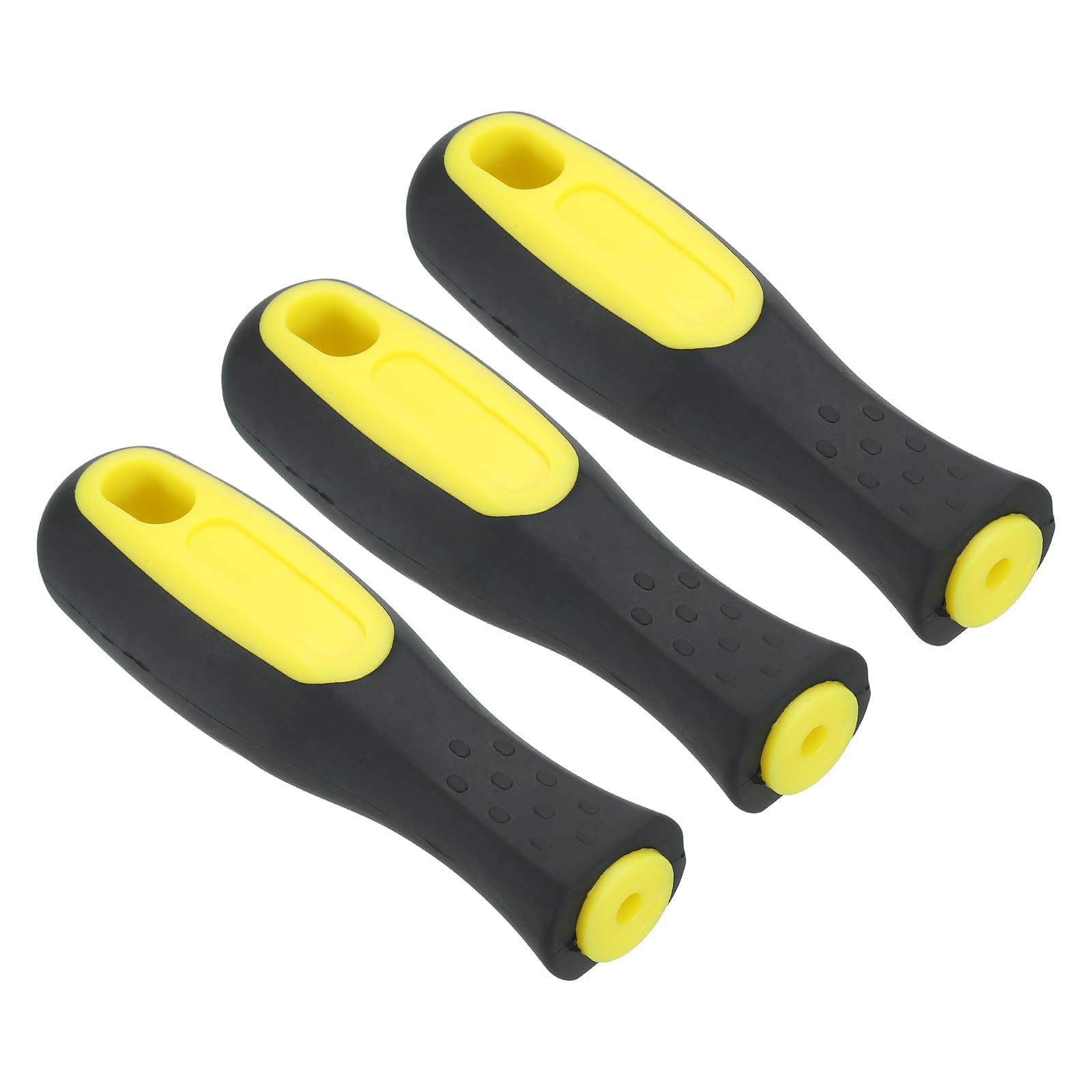PATIKIL 4.3 Inch Rubber File Handle, 3 Pack File Cutting Tool File Handle Replacement Accessories for 0.18" Diameter File, Black Yellow