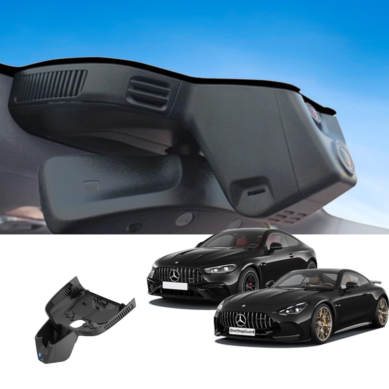 Photo 1 of 4K Dash Cam for 2020-2025 Mercedes-Benz GLE/GLS, Wireless Dash Camera with OEM-Style, HDR, WiFi & App, Plug and Play, Parking Mode, 64GB Card, Black