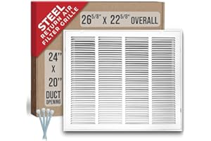 Fits 24x20 Duct Opening | Steel Return Air Filter Grille by Handua [Removable Door] for 1-inch Filters | Vent Cover Grill | White | HVAC Cold Air Intake Grille | Outer Dimensions: 26 5/8"W X 22 5/8"H