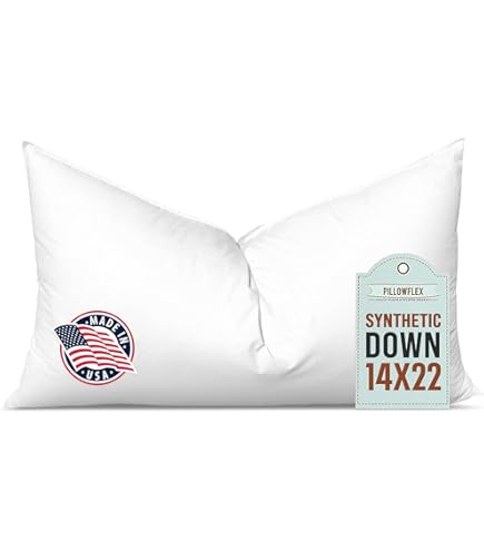 ReynosoHomeDecor 9x22 Inch Lumbar Pillow Insert - Rectangular Throw Pillow Form White