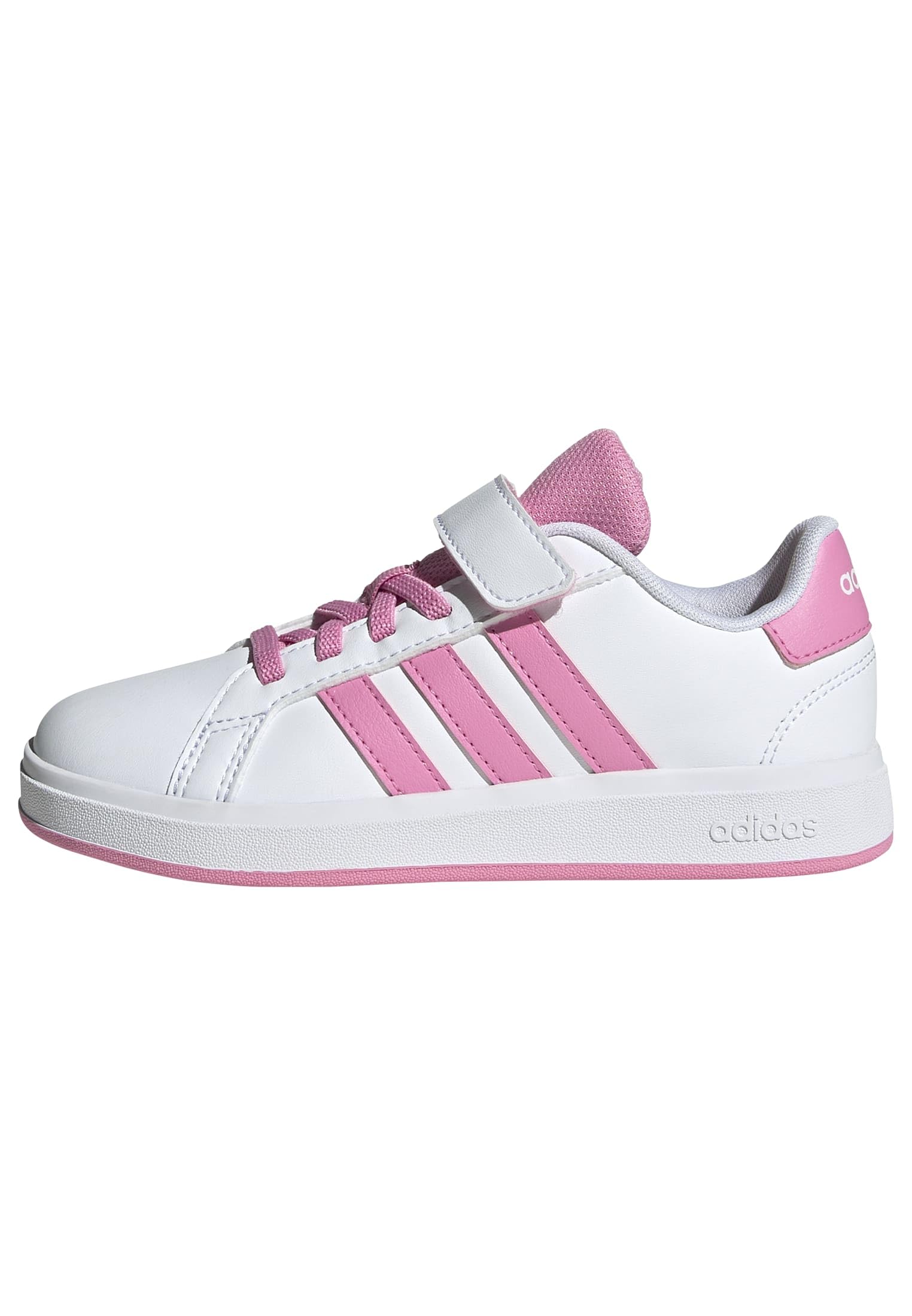 adidas Unisex-Kids Grand Court 2.0 Elastic Lace, White/Bliss Pink/Black, 3 Image