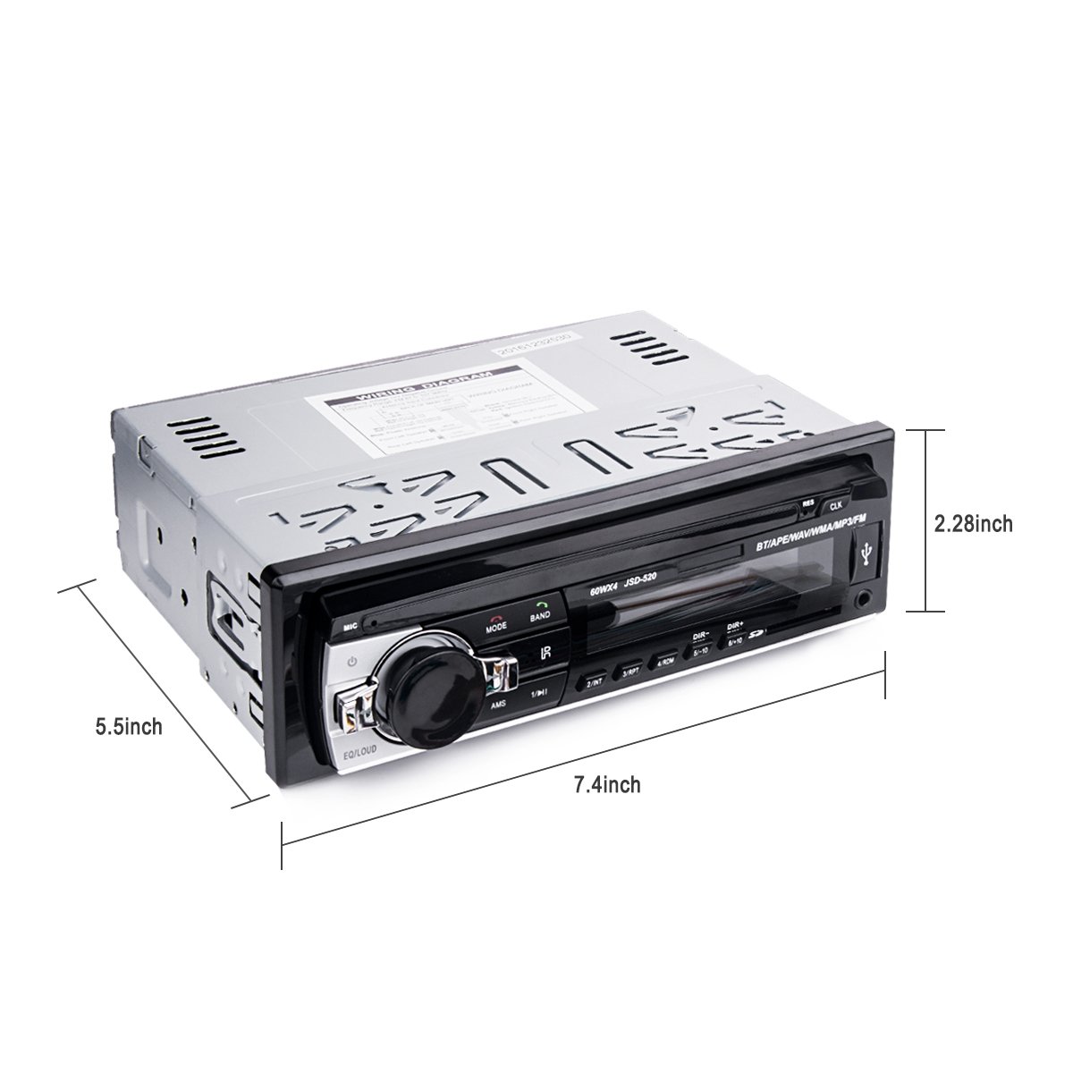 Car Stereo Player with Bluetooth, Huicocy Single-Din Version, USB / SD / MMC AUX/ Remote Control Digital Media Receivers Audio Receiver/MP3/WMA Player/FM Radio