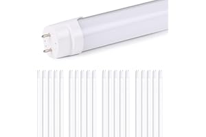 H&B Luxuries 20-Pack T8 LED 4FT Type A+B Light Bulbs 18W, 2300LM, G13 Base,Plug and Play or Ballast Bypass,T8 T10 T12 Fluorescent Bulbs Replacement, UL & DLC (5000K)