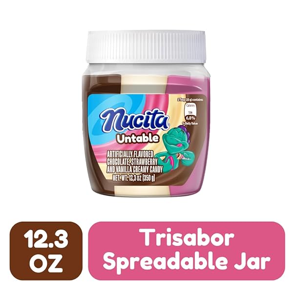 NUCITA TRISABOR SPREADABLE, CREAMY CANDY CHOCOLATE, VANILLA AND STRAWBERRY, 10.6 OZ JAR, PACK OF 1