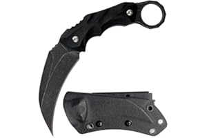 Ccanku C1692 Outdoor Knife with Carbon Fiber Fixed Blade, D2 Steel G10 Handle, 4 Inches, Camping EDC Tool, Survival, Claw Teeth, Kydex Sheath (Black)