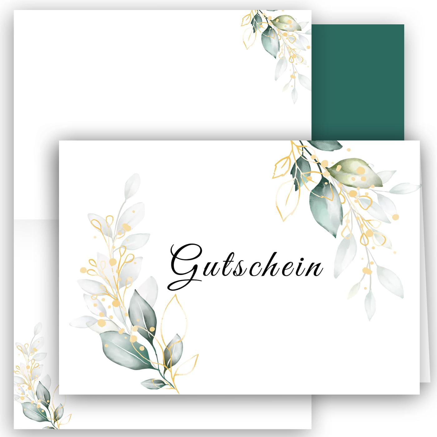 10 vouchers green to fill in yourself with envelopes in A6 folding folding cards