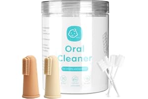 UHFi Baby Toothbrush Finger Toothbrush Oral Cleaner Kit with 5PCS Baby Tongue Cleaner Toddler Silicone Tooth Brush 0-6 Months 6-12 Months (Clay/Ivory+30PCS Toothbrushes)