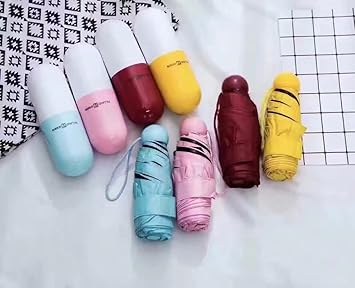 My Party Suppliers Novelty Windproof, Ultra Light, Small, Anti-UV, Capsule Umbrella for Girls (Random Prints 1pcs)