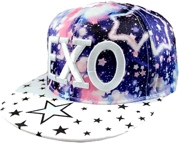 Fashion EXO Logo Flat Brim 6 Panel Hat Baseball Cap Peaked Cap