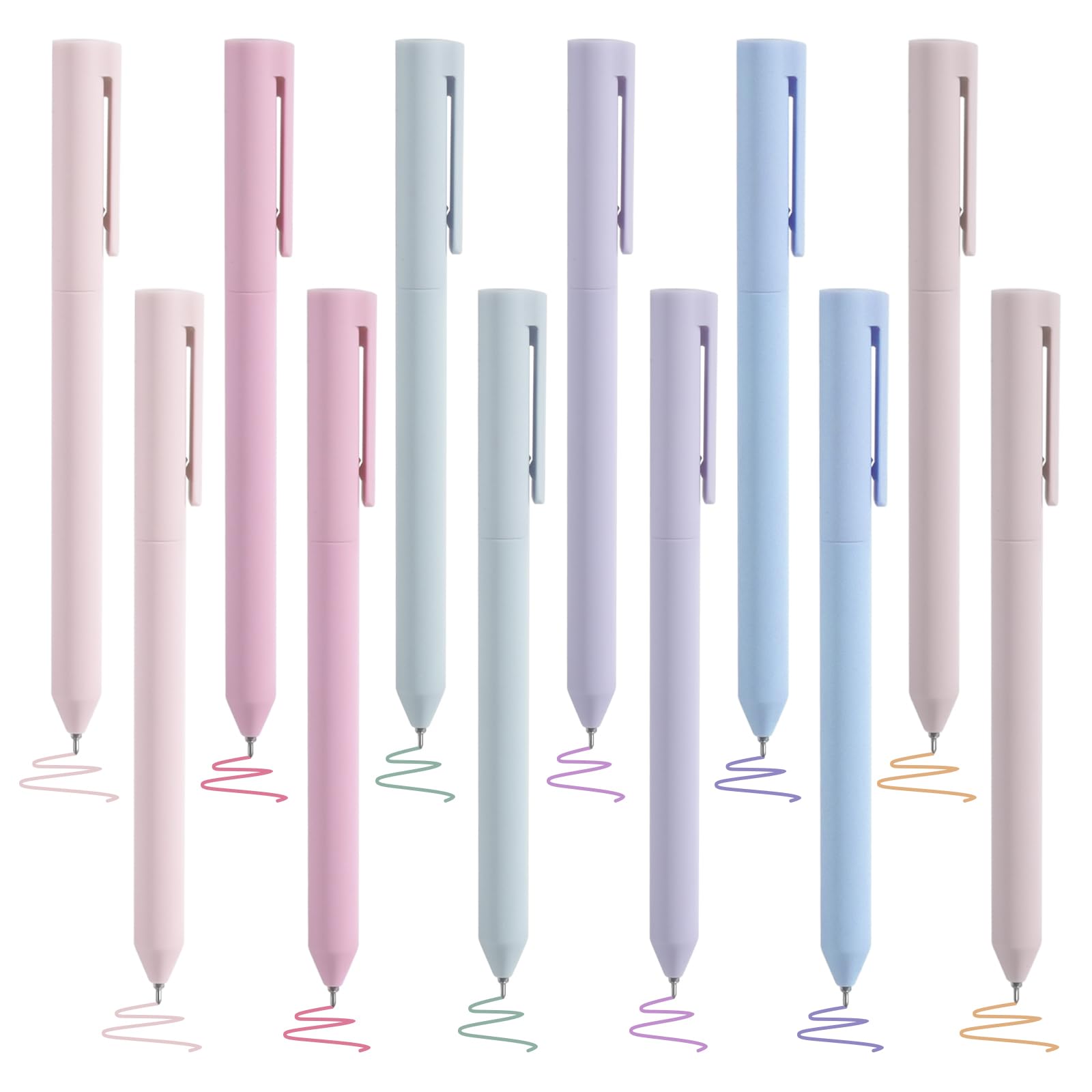 BAYTORY 12Pcs Colored Gel Pen, 6 Assorted Unique Morandi Ink Colors, Quick Dry Ink Pen Fine Point 0.5mm Smooth Writing for School Supplies Journaling Notetaking Stationery
