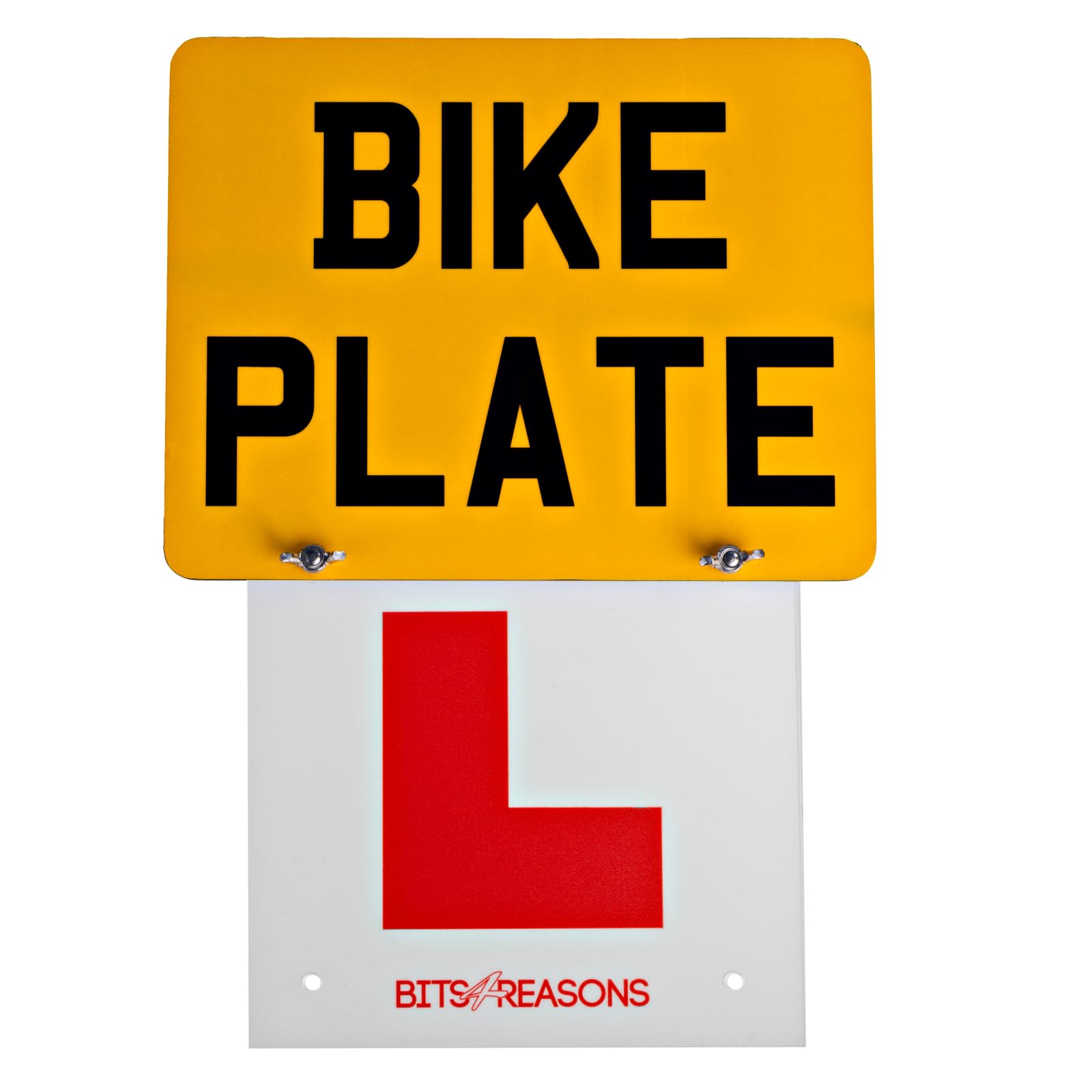 BITS4REASONS New Professional Grade Rear Easy Fit And Remove Single Rigid Solid L Plate 1.5mm Polycarbonate - Single Plate - Fits Motorbike Plates And Mudguards Complete With Tool Free Fixings