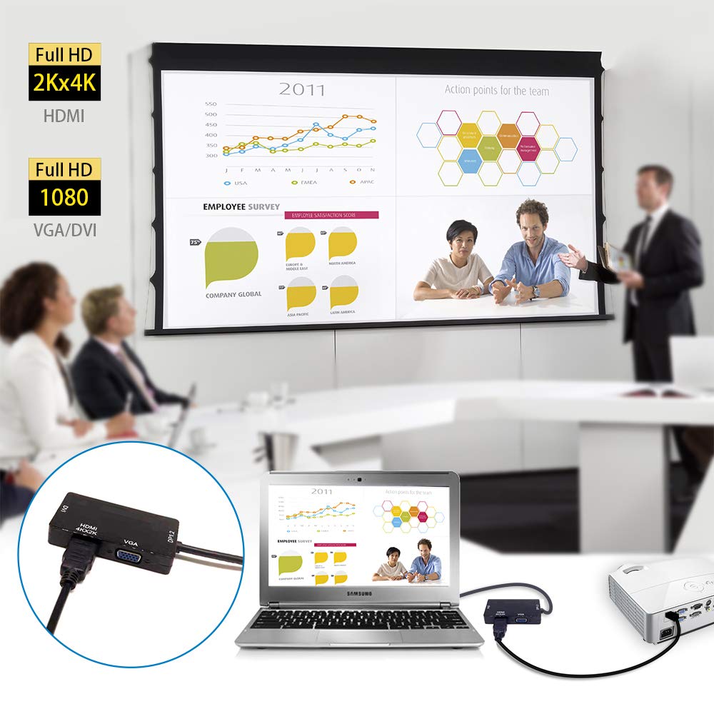 ABLEWE Mini DisplayPort to HDMI VGA DVI Adapter, 4K Mini DP Thunderbolt Video Display Converter for MacBook Air Microsoft Surface Pro 3/4 Surface Book ThinkPad Google Chromebook