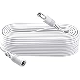 Security-01 26FT 8M DC Power Extension Cable, Plug 5.5mm x 2.1mm, DC 5V 6V 9V 12V 24V Power Adapter Extension Cord, for CCTV 