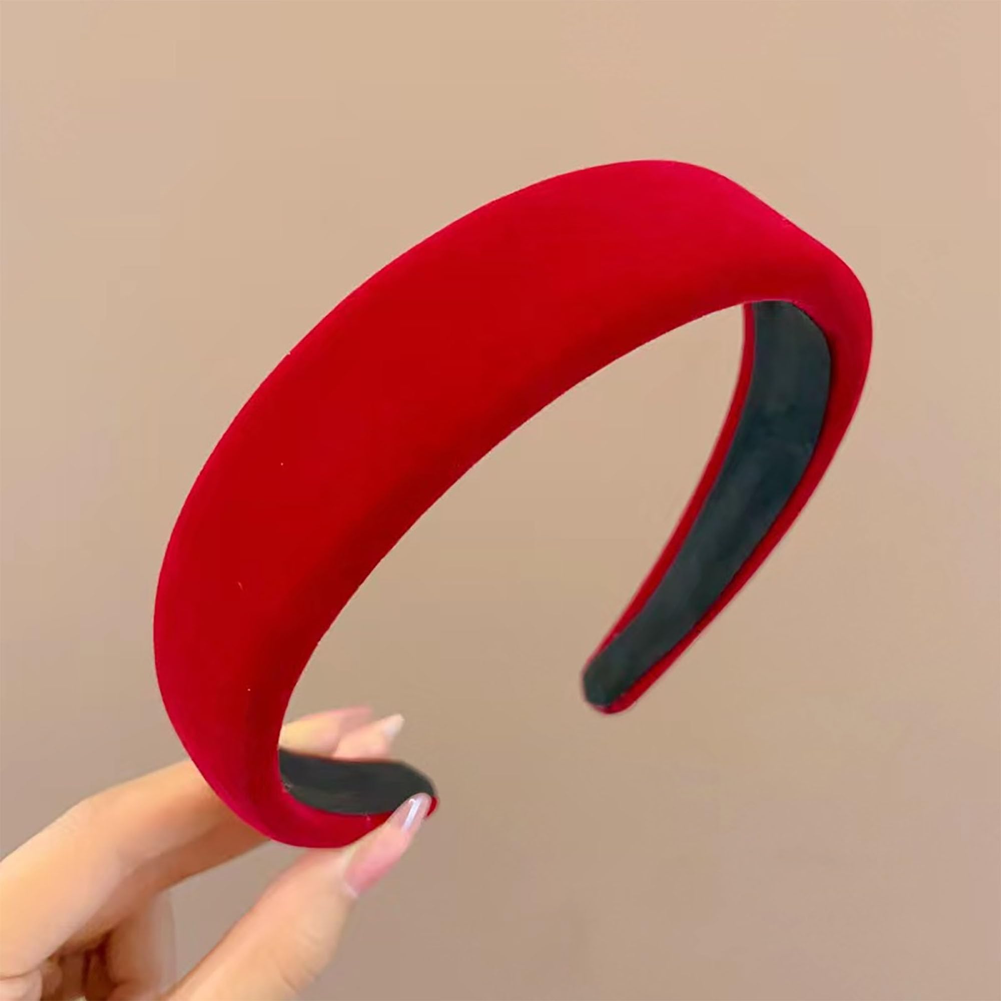 Photo 1 of SMYAXUNW Cute Red Hairband for Women, Non-Slip Wide Padded Fabric Hairband, Perfect for Christmas, Valentine's Day, Women, or Girls
