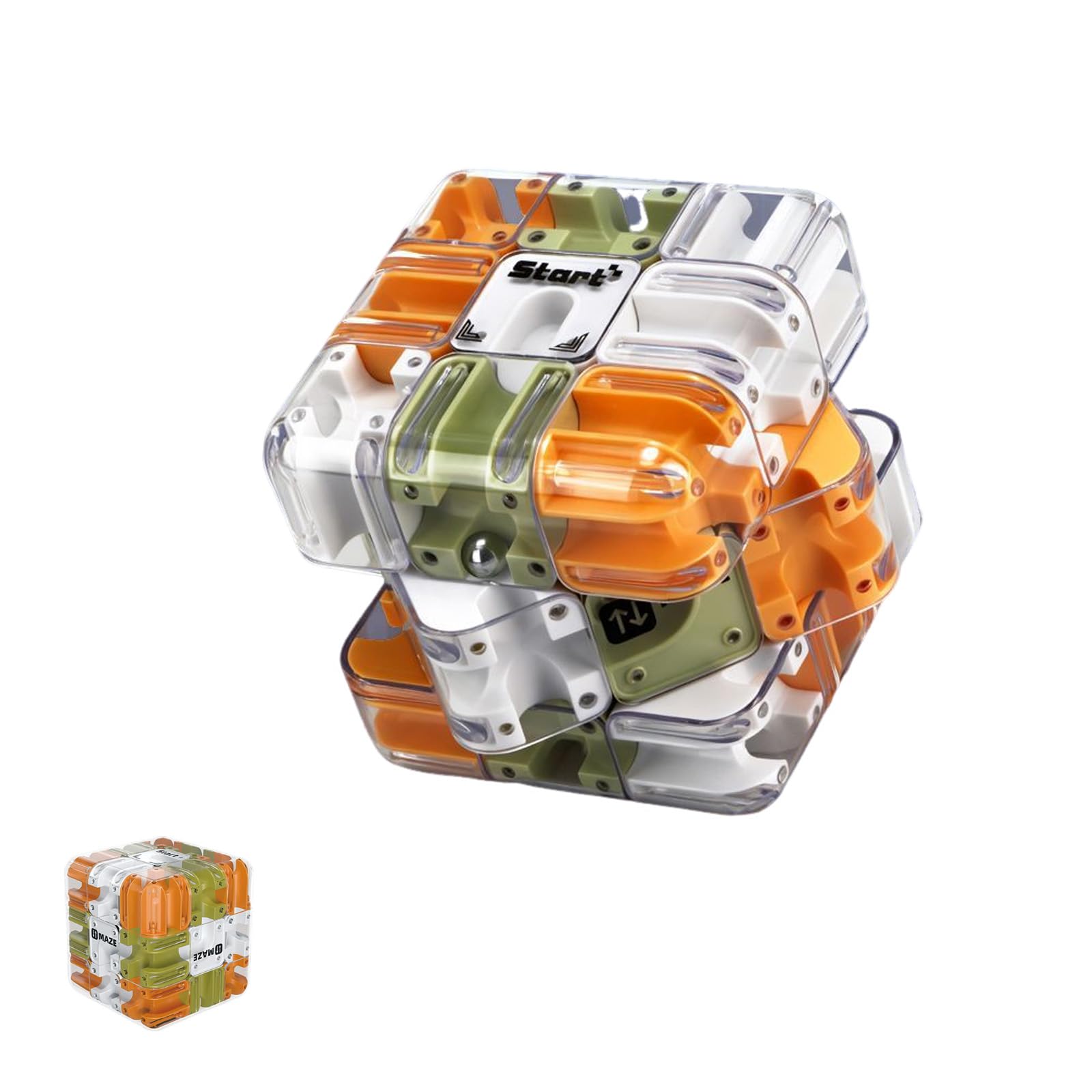 Labyrinth 3D Maze Cube Puzzle - Orange Maze Ball Game for Adults, High-Difficulty 3D Puzzle for Logic Development & Stress Relief, Puzzle Games for Adults, Teens, Family