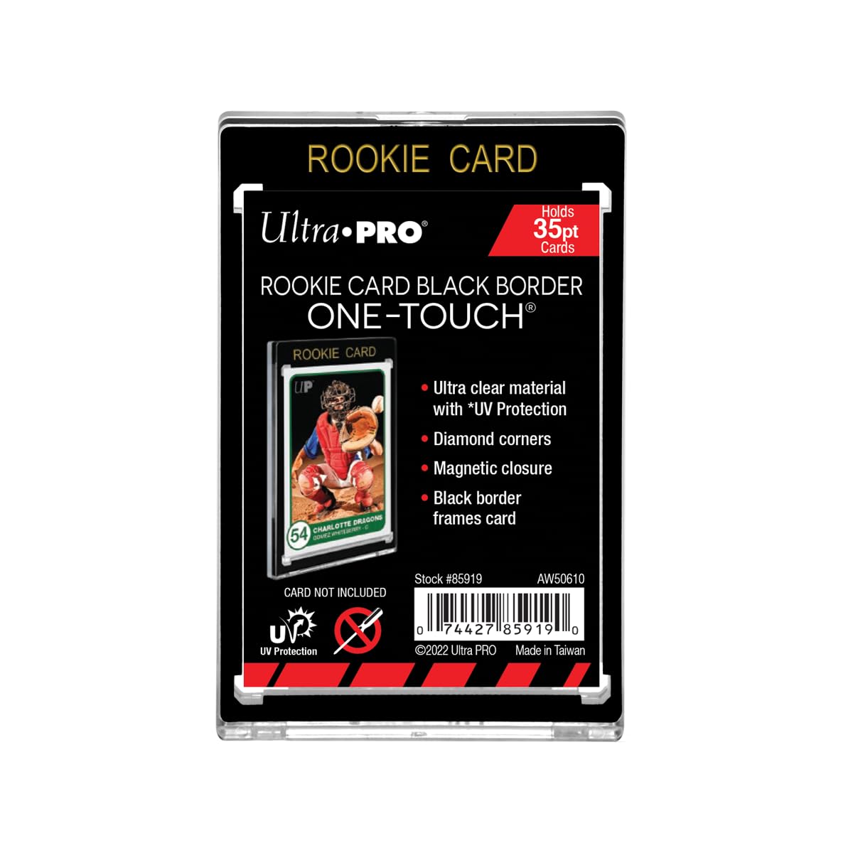 Ultra Pro Card Case - Black Border Rookie Card Holder for Trading Cards up to 35pt - Premium Protection - Ungraded - Unisex