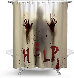Cortina de ducha para Halloween, accesorio para ventana con manos