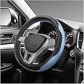 MTRPS Microfiber Leather Steering Wheel Cover, Breathable Steering Wheel Protector with Anti-Slip Inner Ring, Universal 14.5"-15" Car Wheel Cover Auto Interior Decor for Men Women (Blue)