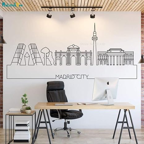 Cooldeerydm Madrid Skyline Linea Simple Decoracion Ciudad