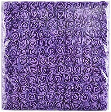 Foam Rose 144 pcs 2 cm Mini Artificial Flower Bouquet Multicolor Rose Flower Wedding Scrapbooking Decoration Rose Fake Flower (Purple)