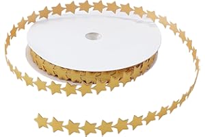 letsinstyle 20 Yards Sparkly Star Trim, 0.51 Inch Golden Glitter Stars Decorative Ribbon Trims, Polyester Shining Embellishme