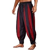 Runcati Mens Medieval Pirate Pants Renaissance Viking Navigator Colonial Cotton Halloween Costume Harem Pants