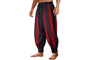 Runcati Mens Medieval Pirate Pants Renaissance Viking Navigator Colonial Cotton Halloween Costume Harem Pants