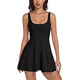 Womens Tennis Dress Built in Shorts & Bra Athletic Golf Active Workout Dress with Pockets