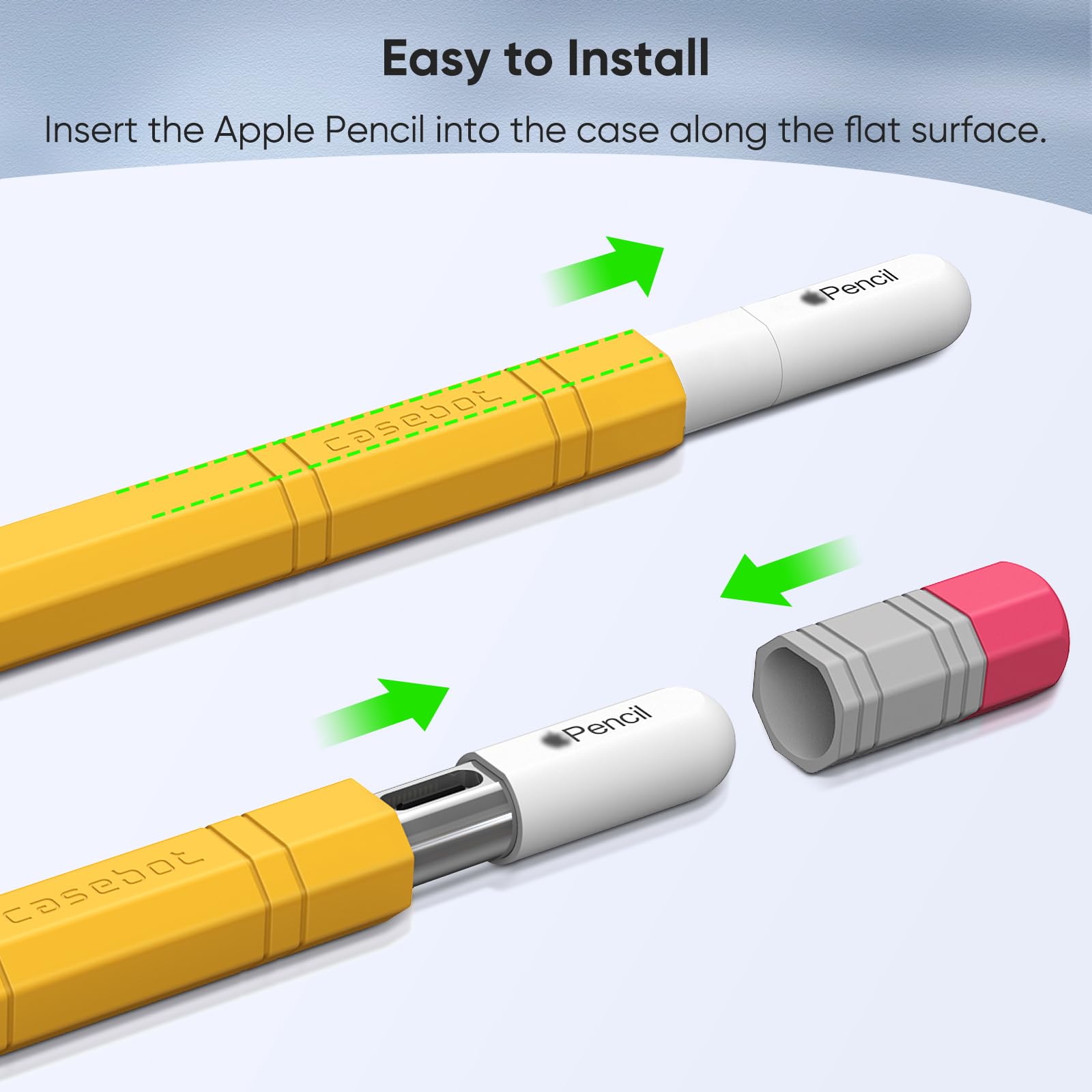 Fintie Silicone Sleeve for Apple Pencil (USB-C), Light Pen Skin Case Cover Soft Protective Anti-Slip Pencil Grip Holder, Supports Magnetic Attachment, Yellow