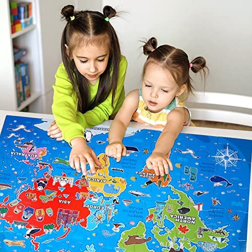 Jumbo Floor Puzzle for Kids,World Map Puzzle Jigsaw Geography Puzzles
