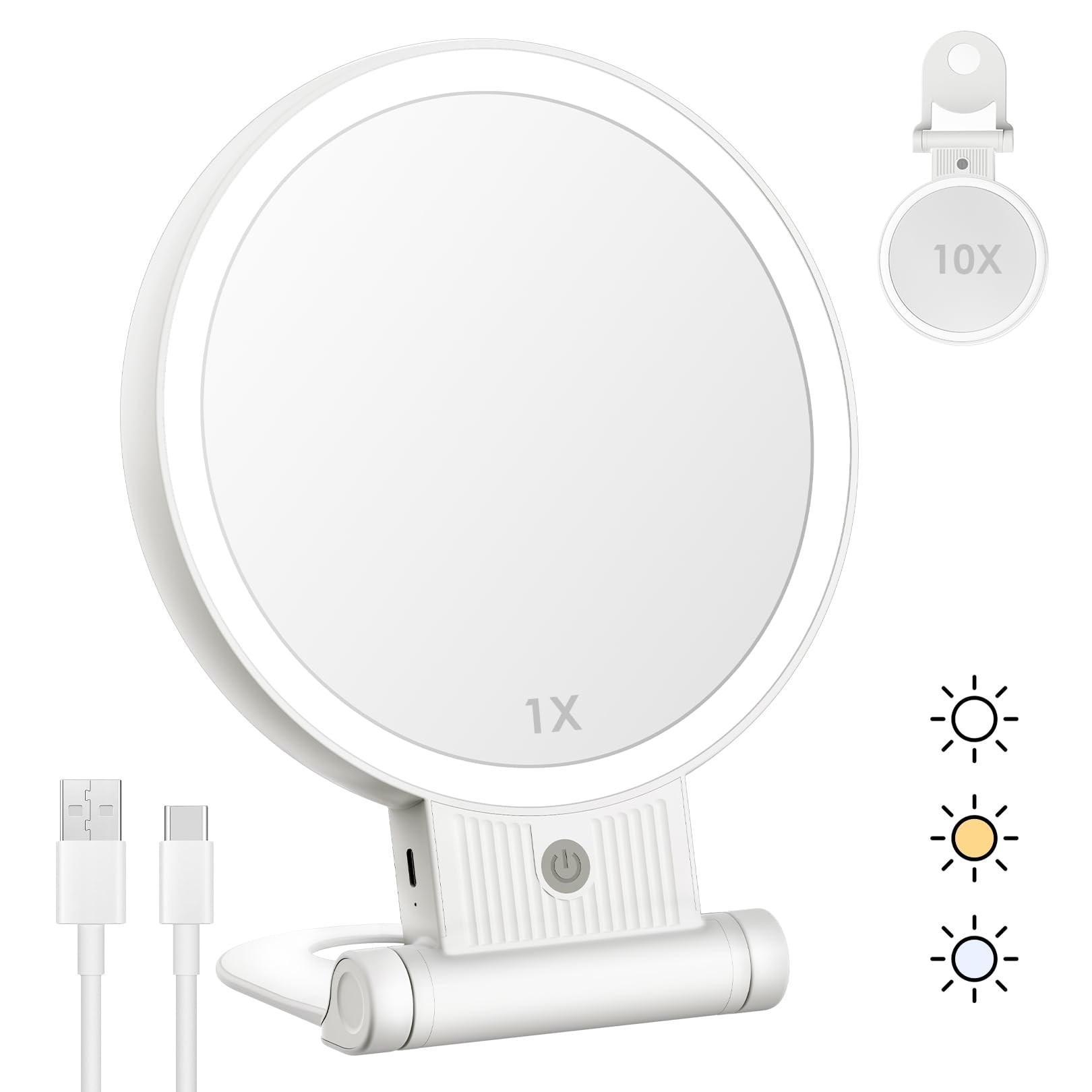 1X 10X Lighted Makeup Mirror, Rechargeable 8