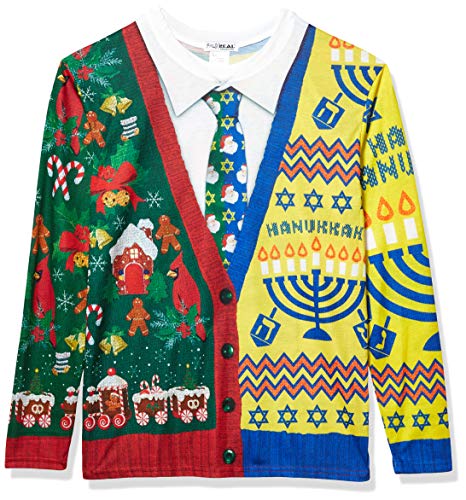 Faux Real Men's 3D Photo-Realistic Half & Half Holiday Ugly Sweater