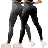 2 Pack Compression Leggings for Women Anti Cellulite Leggings Butt Lifting Resistance Band Scrunch Butt 2Pcs Legging