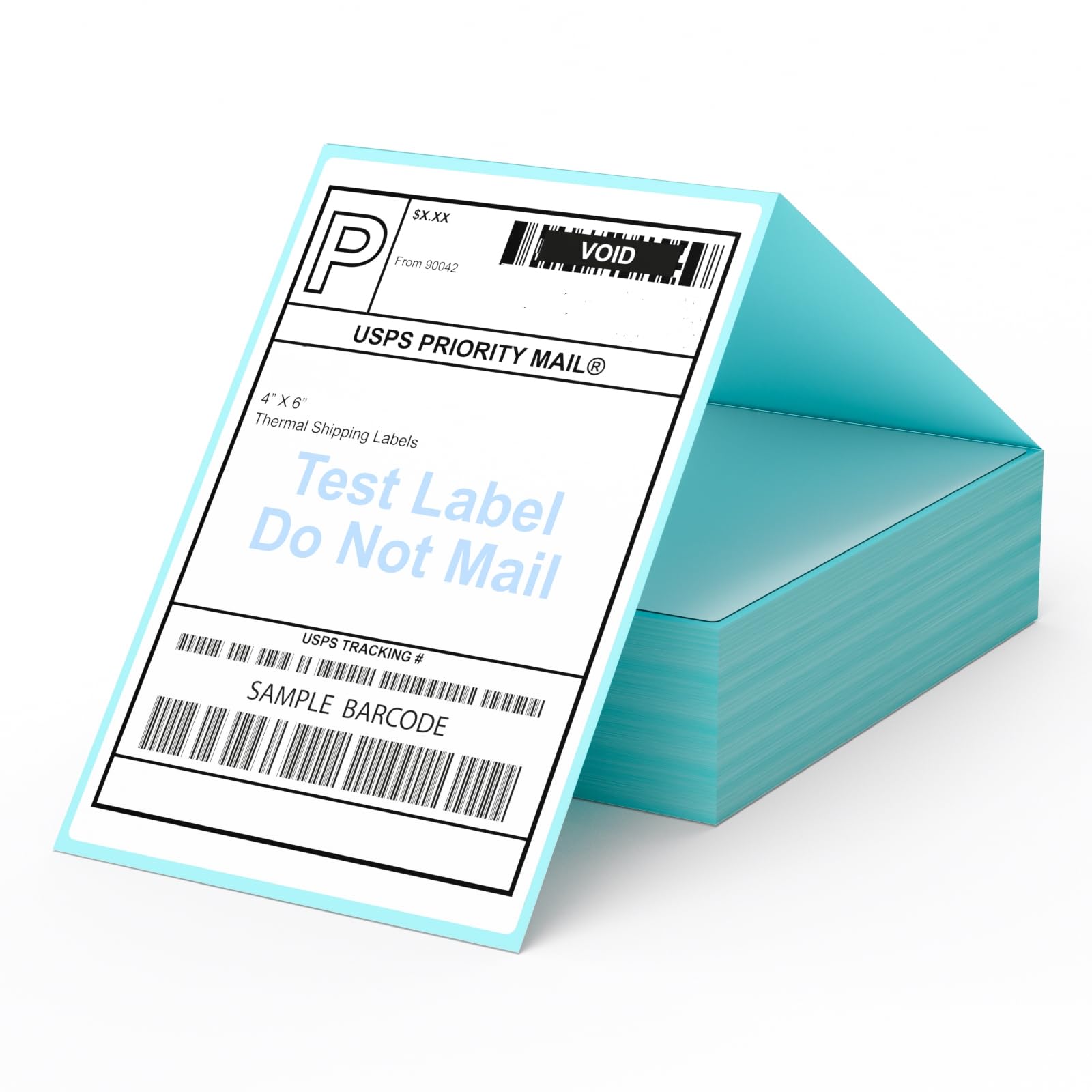 Direct Thermal Shipping Labels - 4x6 Inch Fanfold - Pack of 200 Blue Sticky Labels - BPA&BPS Free White Square