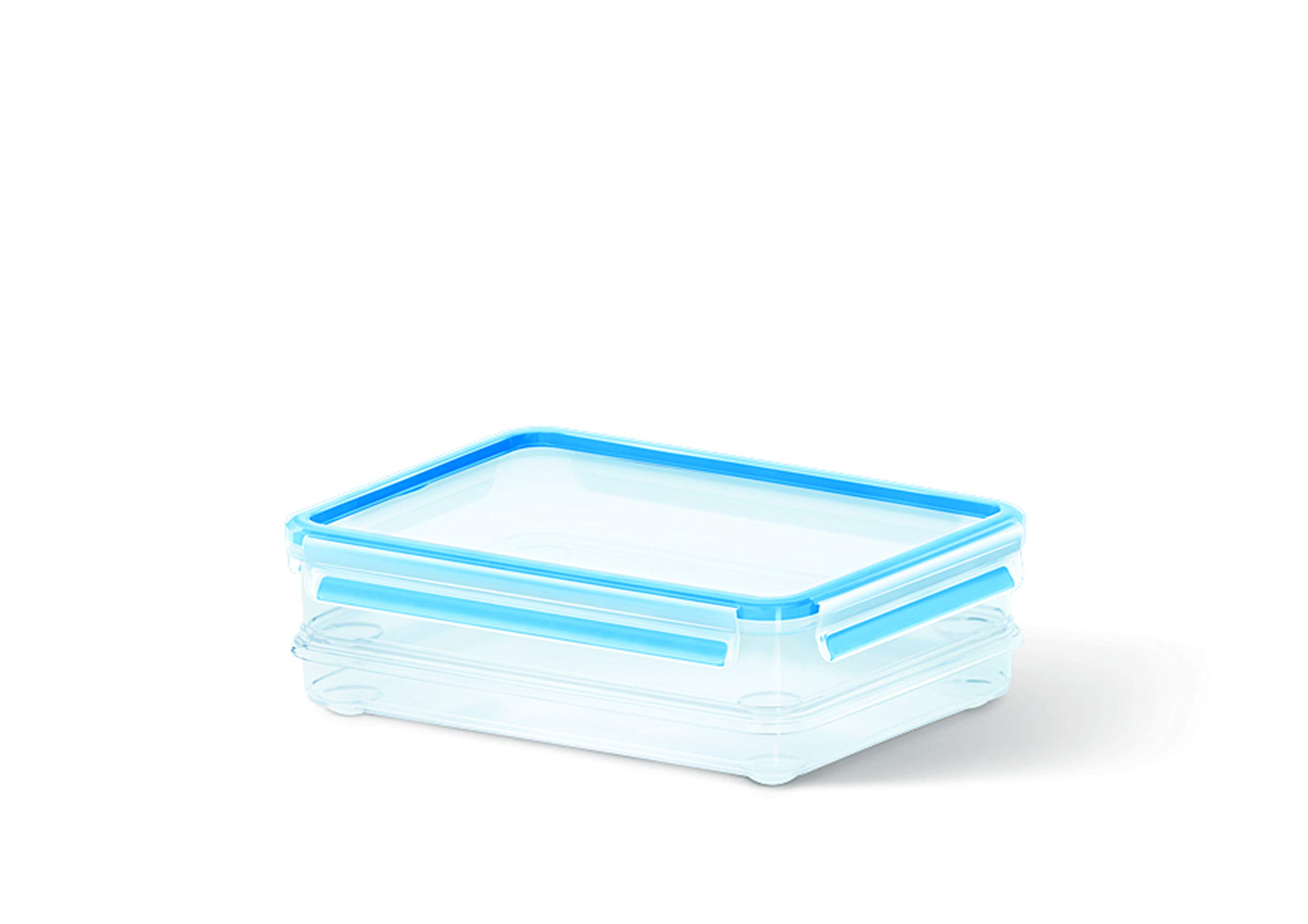 Emsa 508557 Clip & Close stacking box, 26.5 x 19.4 x 8.6 cm 1.0; 1.65 l, transparent/blue