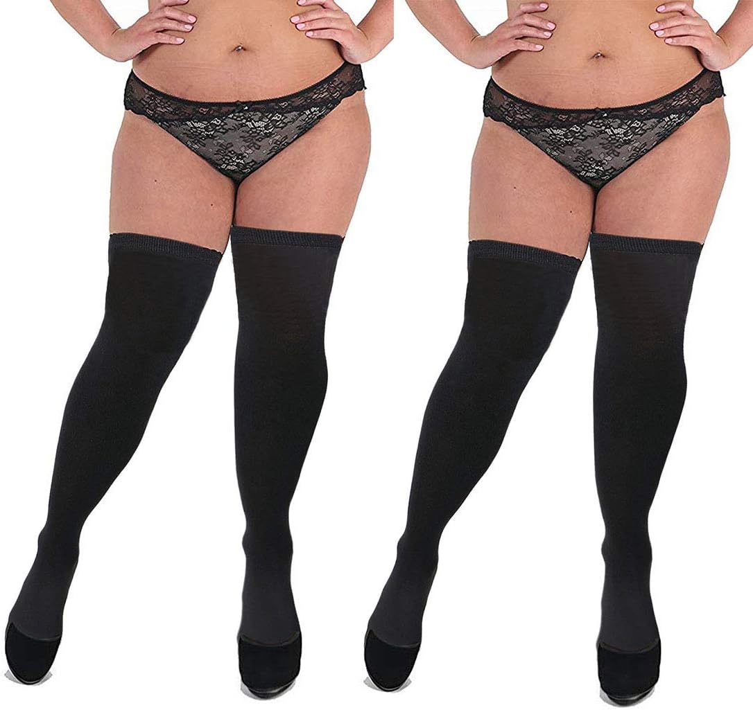 Women Kawaii Plus Size Stretchy Thigh High Tights Cosplay Stockings Over Knee Stripes Long Tube Socks