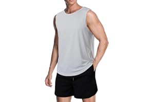 meioro Men's Mesh Tank Top Shirt Quick Drying Sleeveless Shirts Fitted Muscle Tank Tops Sport Round Neck T-Shirt