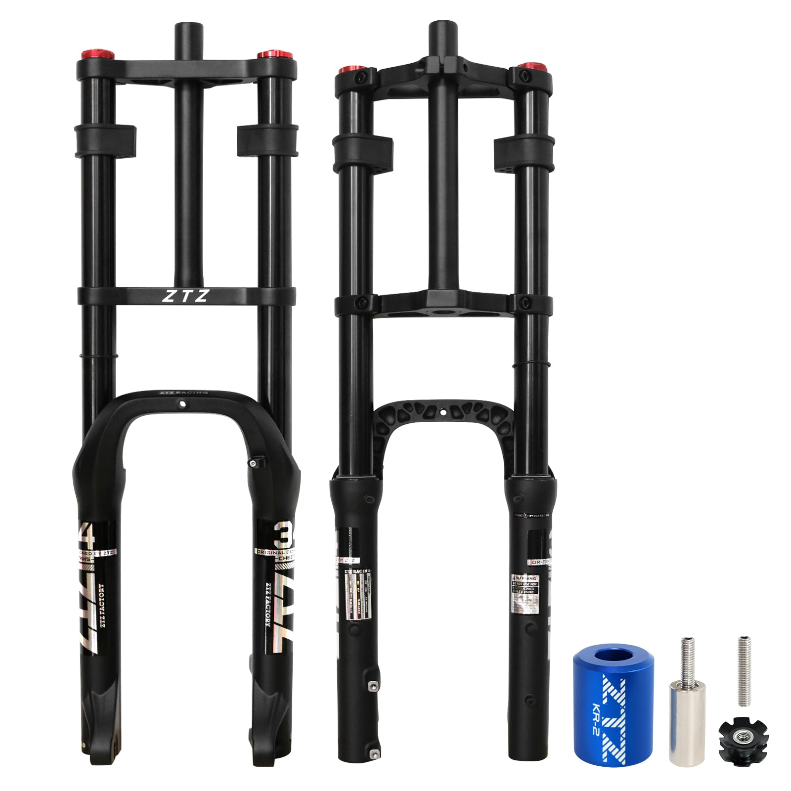 Photo 1 of Exceedhub 20 Inch 4.0 Fat Tire Bike Air Suspension Fork - 180mm Travel, 135mm Hub Spacing, Straight Tube MTB Manual Lockout QR 9mm, Double Shoulder Bicycle Front Forks for Fat Snow Beach E-Bike