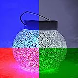 LiteFuze Mosaic Glass Rechargeable Solar Lamp Outdoor Garden Light - Color Changing