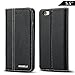 iPhone 6s Plus Wallet Case,WenBelle [Calendula Series] Premium Genuine Leather，cowhide Flip Book Design Case with Stand Feature, Magnetic Closure for Apple iPhone 6 6s plus 5.5 inch(Black)