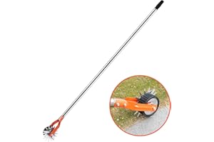 Manual Lawn Edger with Wheel, Rotary Sidewalk Edger Tool for Garden and Yard, 4-Section Stainless Steel Handle with Cushion G