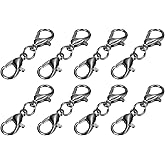 uxcell Bracelet Extender, 8Pcs - Double Lobster Claw Clasps Necklace Extenders, Connector Extension Clasp and Closure for DIY Making Jewelry Chain (25mm/0.98", Metallic Black)