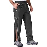 Men's Rain Pants Full Zip Waterproof Rain Over Trousers Lightweight Windproof for Outdoor Hiking Golf Work