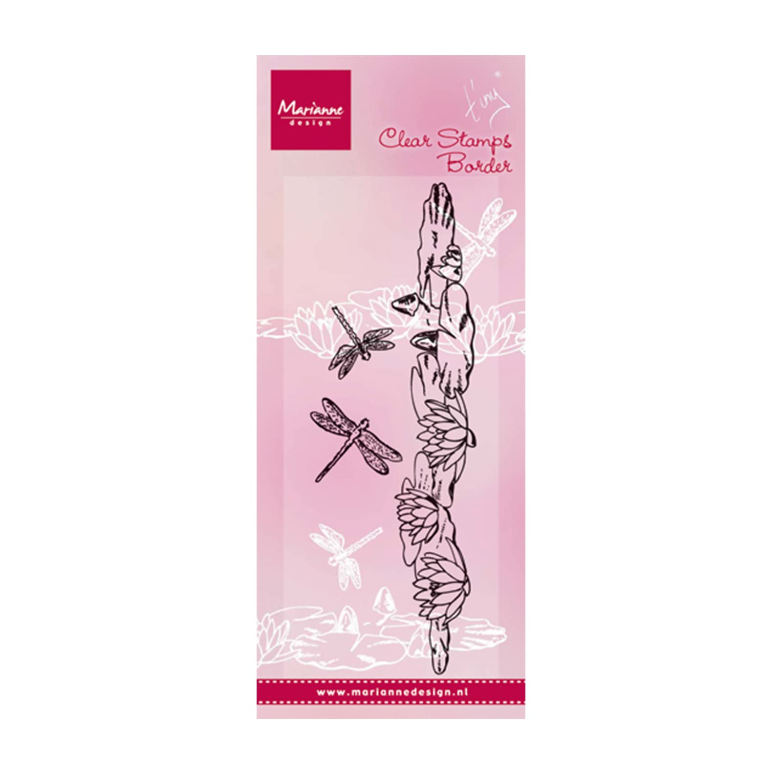 Marianne Design TC0851 Clear Stamps – Tiny's Border Water Lily Silicone 7.5 x 18.5 x 0.5 cm