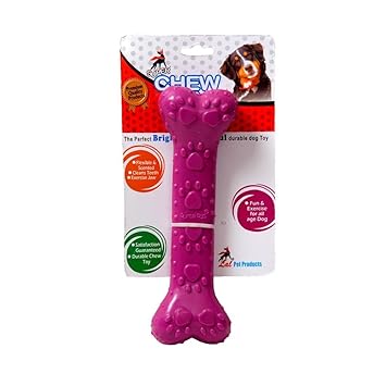 Foodie Puppies Paw Print Rubber Bone Dog Toy (Colour May Vary, Medium)