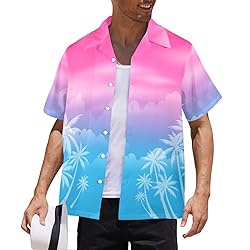 HUGLAZY Tropical Shirt Mens Hawaiian Shirts Short