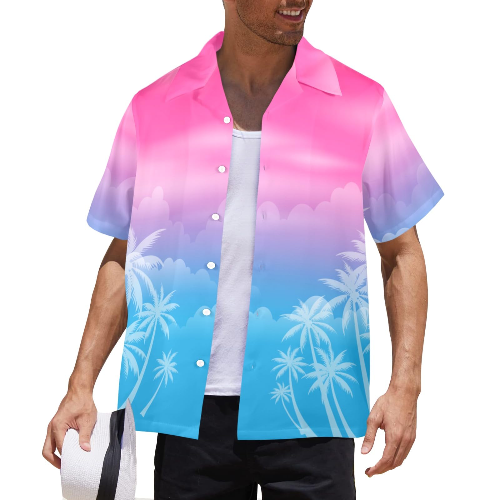 HUGLAZY Tropical Shirt Mens Hawaiian Shirts Short