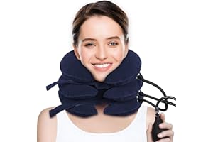 CRABCLAW Neck Stretcher, Cervical Traction Device, Neck Traction Device, Cervical Neck Traction Device for Neck Pain Relief, Adjustable Inflatable Neck Brace, Neck Decompression Home Use (Blue)