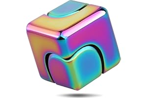 ANZMTOSN Metal Infinity Fidget Cube Spinner for Kid Adult,Gear Finger Hand Spinner Transformable Spinning Top Metallic Toys for Anti-Anxiety Stress Relief Autism ADHD, 2-in-1 Fidget Block Focus Toy Gift